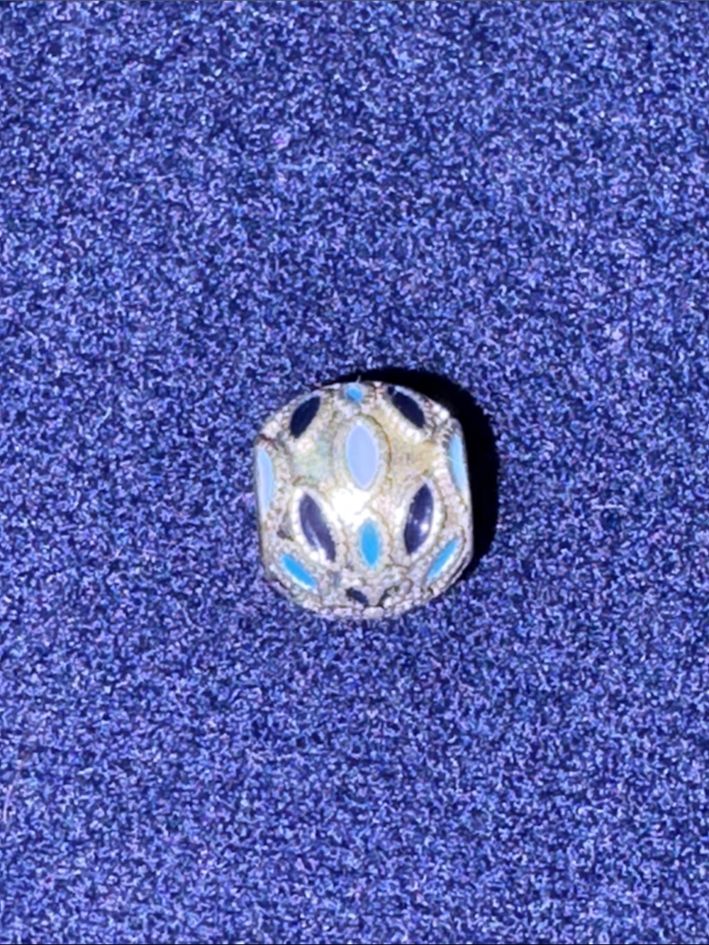 Pandora Silver Charm with Light and Dark Blue Enamel Accents